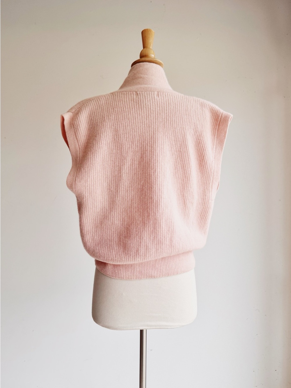 Vintage Lauren Cole Lambswool Angora Sweater Vest Pink Gold Button Petite M - Picture 7 of 9